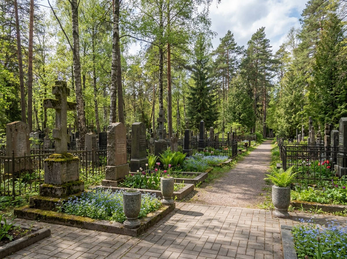 Памятники на Шуваловском кладбище в Санкт-Петербурге