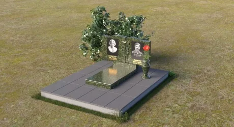 Горизонтальный памятник из гранита на двоих
