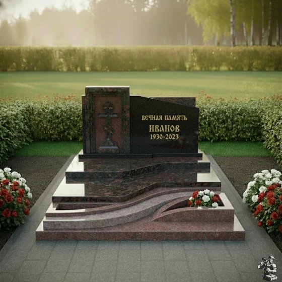 Горизонтальное надгробие «Портал в вечность», гранит амфиболит