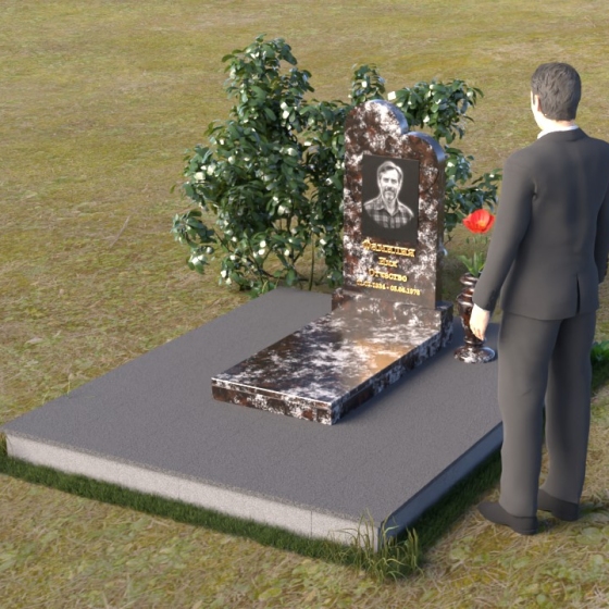 Памятник-сердце из гранита с золотыми буквами