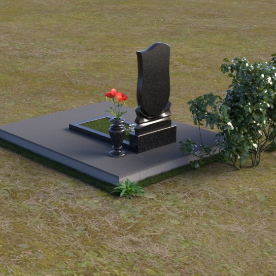 Фигурный вертикальный памятник-щит из гранита, гранит Габбро-диабаз, вид 4