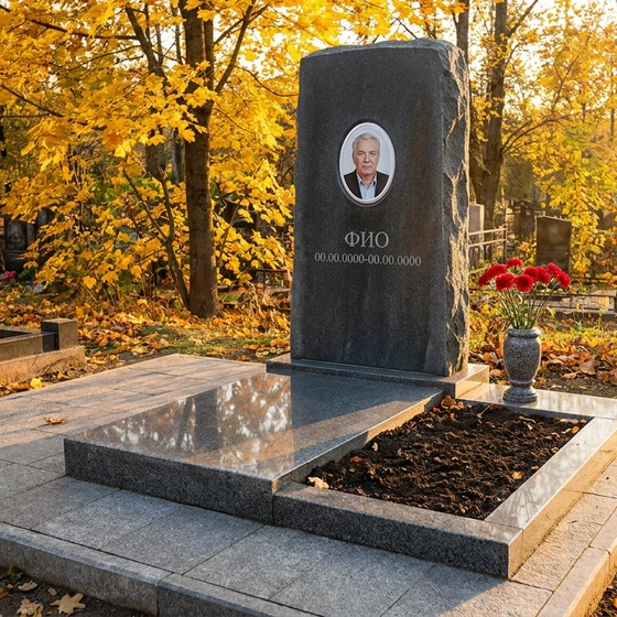 Базальтовый памятник из цельной глыбы