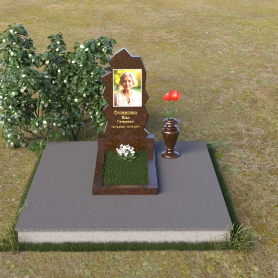 Памятник с неровными краями из гранита, гранит Дымовский, вид 3