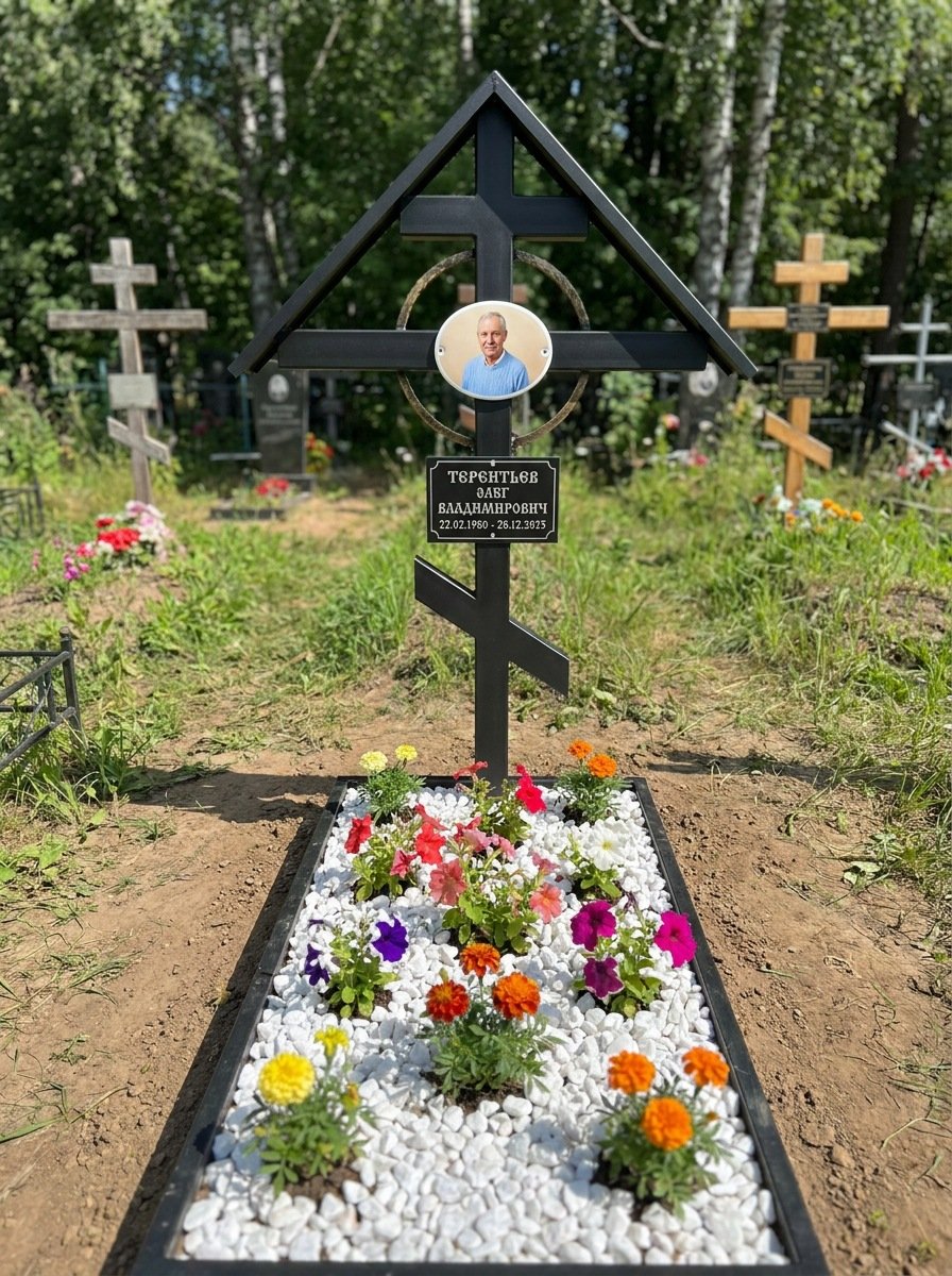 Портрет на памятнике в Санкт-Петербурге — Крупный овал на кресте, портрет по грудь