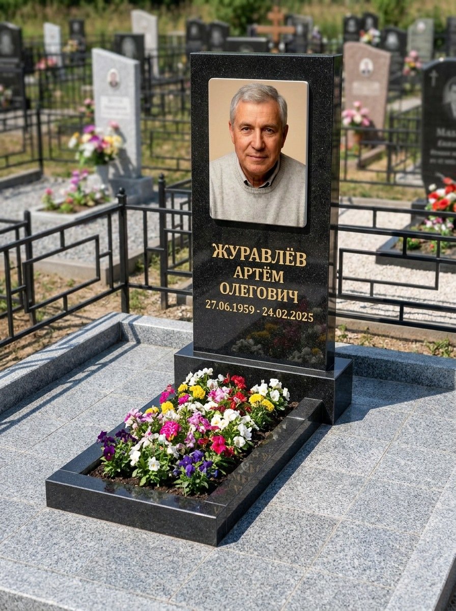 Портрет на памятнике в Санкт-Петербурге — Выцветшее фото восстановили — керамогранит 180×240 мм