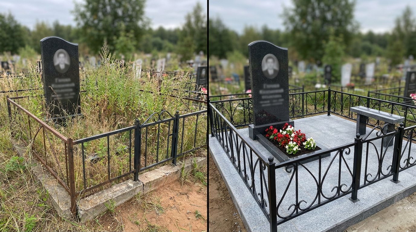 Благоустройство могилы в Санкт-Петербурге — пример 1
