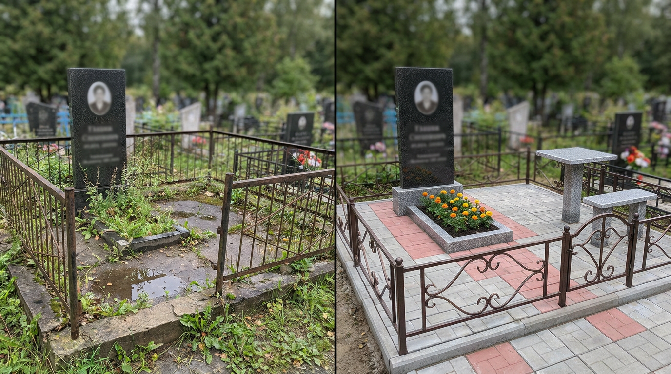 Благоустройство могилы в Санкт-Петербурге — пример 2